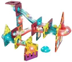 Bufnitel Labirint magnetic cu lumini pentru copii, 65 piese, constructii 3D (CH1171)
