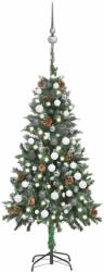 vidaXL Brad Craciun artificial pre-iluminat globuri/conuri pin 150 cm GartenMobel Dekor (3077895)