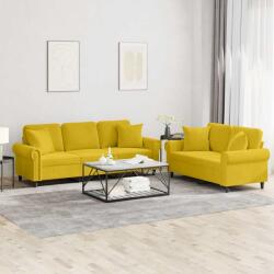 vidaXL Set de canapele cu perne, 2 piese, galben, catifea GartenMobel Dekor (3202276) Canapea