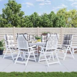 vidaXL Perne scaun cu spatar înalt, 6 buc. , gri, carouri textil oxford GartenMobel Dekor (377646)