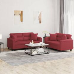 vidaXL Set de canapele cu perne, 2 piese, rosu vin, piele ecologica GartenMobel Dekor (3202375) Canapea