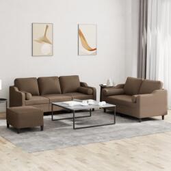 vidaXL Set de canapele cu perne, 3 piese, maro, textil GartenMobel Dekor (3201861) Canapea