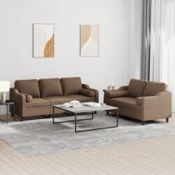vidaXL Set de canapele cu perne, 2 piese, maro, textil GartenMobel Dekor (3201853) Canapea
