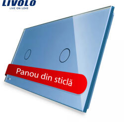 LIVOLO Panou intrerupator simplu+simplu cu touch Livolo din sticla SmartElectro IntelligentHouse (C7-C1/C1-19)