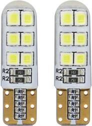 AMiO Bec LED T10 W5W 12V cu silicon, 12 SMD 2835 alb, AMIO, set 2 buc (AM01095)