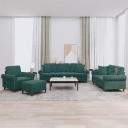 vidaXL Set canapea cu perne, 4 piese, verde închis, catifea GartenMobel Dekor (3202202) Canapea