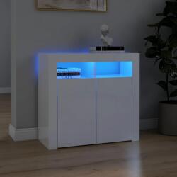 vidaXL Servanta cu lumini LED, alb extralucios, 80x35x75 cm GartenMobel Dekor (804334) Comoda
