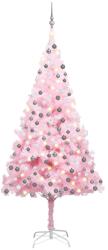 vidaXL Brad Craciun pre-iluminat cu set globuri, roz, 240 cm, PVC GartenMobel Dekor (3077673)