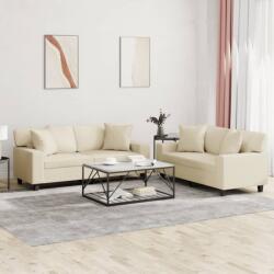 vidaXL Set de canapele cu perne, 2 piese, crem, piele ecologica GartenMobel Dekor (3201925) Canapea