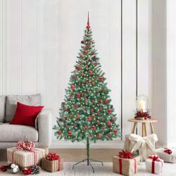 vidaXL Brad de Craciun artificial cu 300 LED Verde 210 cm PVC si Otel GartenMobel Dekor (3396723)