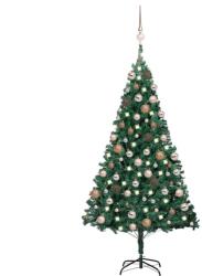 vidaXL Brad Craciun pre-iluminat cu set globuri, verde, 150 cm, PVC GartenMobel Dekor (3077621)