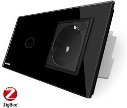 LIVOLO Intrerupator simplu ZigBee + priza simpla ZigBee, Livolo cu rama din sticla, Control de pe telefon SmartElectro IntelligentHouse (VL-C701Z/C7-C1EUZ-12)