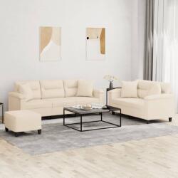 vidaXL Set de canapele cu perne, 3 piese, bej, microfibra GartenMobel Dekor (3202361) Canapea