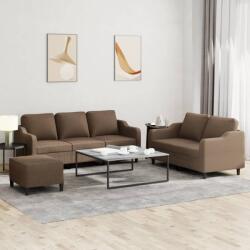 vidaXL Set de canapele cu perne, 3 piese, maro, textil GartenMobel Dekor (3201845) Canapea