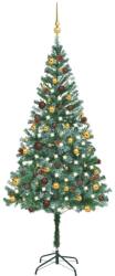 vidaXL Brad Craciun artificial pre-iluminat globuri/conuri pin, 180 cm GartenMobel Dekor (3077528)