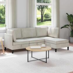 vidaXL Set de mobilier pentru living cu perna 4 pcs Crem Catifea GartenMobel Dekor (3413765)