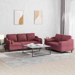 vidaXL Set canapea cu perne, 2 piese, rosu vin, material textil GartenMobel Dekor (3201856) Canapea