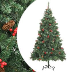vidaXL Pom Craciun artificial cu balamale, conuri, fructe rosii 210 cm GartenMobel Dekor (357708)