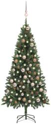 vidaXL Brad Craciun artificial pre-iluminat globuri/conuri pin, 180 cm GartenMobel Dekor (3077845)