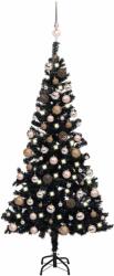 vidaXL Brad Craciun pre-iluminat cu set globuri, negru, 120 cm, PVC GartenMobel Dekor (3077588)