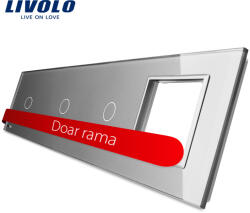LIVOLO Panou intrerupator simplu+simplu+simplu cu touch + priza LIVOLO din sticla SmartElectro IntelligentHouse (BB-C7-C1/C1/C1/SR-15)