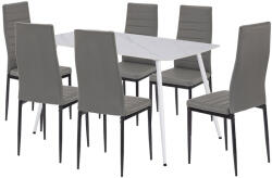 Leziter Set dining Leziter Renton 6+1 gri-negru, masa cu piatra sinterizata 140x80 cm (LEAB140-WH_DA258GB_6)