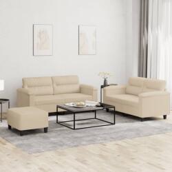 vidaXL Set de canapele cu perne, 3 piese, crem, microfibra GartenMobel Dekor (3202324) Canapea