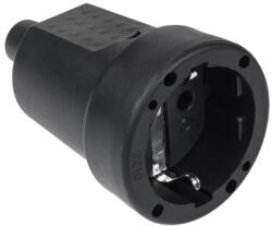 Cupla stecher cauciucata 16A/250V, neagra, pentru prelungitor si cabluri (URZ3176)