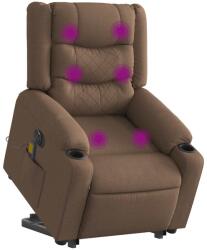 vidaXL Fotoliu electric de masaj rabatabil cu ridicare, maro, textil GartenMobel Dekor (3310283)