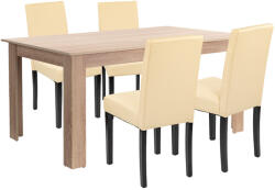 Leziter Set masa cu 4 scaune Leziter Leon, stejar Sonoma si bej, 160x90 cm (LYET160ST_LKE-BE_4)