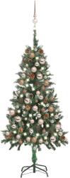 vidaXL Brad Craciun artificial pre-iluminat globuri/conuri pin 150 cm GartenMobel Dekor (3077847)