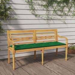vidaXL Banca Batavia cu perna verde, 150 cm, lemn masiv de tec GartenMobel Dekor (3100846)