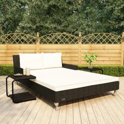 vidaXL Pat de soare gradina 2 persoane, cu perne, negru, poliratan GartenMobel Dekor (48129)