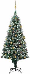 vidaXL Brad Craciun artificial cu LED-uri/globuri/conuri pin, 240 cm GartenMobel Dekor (3077533)