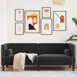 vidaXL Canapea Chesterfield Argyle Negru 194 x 74.5 x 70.5 cm Catifea GartenMobel Dekor (42013024) Canapea