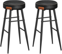 Vasagle Set 2 scaune de bar VASAGLE Ekho, tapitate PU, 76 cm, negre (EZ-LBC090B01)