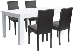 Leziter Set masa cu 4 scaune Leziter Leon, alb-negru, masa 160x90 cm (LYET160F_LKE-BL_4)