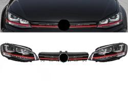 KITT Faruri LED cu semnal dinamic si grila GTI rosie pentru VW Golf 7 (COHLVWG7GTILEDFW)