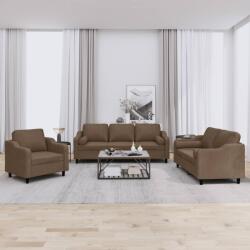 vidaXL Set de canapele cu perne, 3 piese, maro, textil GartenMobel Dekor (3201789) Canapea
