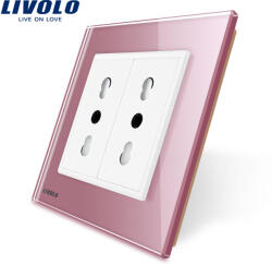 LIVOLO Priza dubla module inguste Livolo cu rama din sticla - standard german SmartElectro IntelligentHouse (VL-C9-C2IT-17)