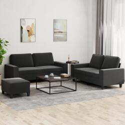 vidaXL Set de canapele, 3 piese, negru, textil GartenMobel Dekor (3201894) Canapea