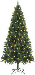 vidaXL Brad Craciun artificial pre-iluminat globuri/conuri pin 180 cm GartenMobel Dekor (3077744)
