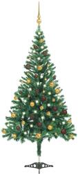 vidaXL Brad de Craciun pre-iluminat cu set globuri, 210 cm, 910 ramuri GartenMobel Dekor (3077490)