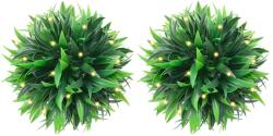 vidaXL Mingi artificiale din lemn de cimis cu lumini LED 2 buc Verde GartenMobel Dekor (3335899)