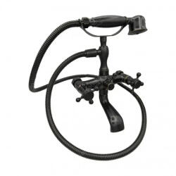 Korman Technik Baterie cada-dus negru mat din alama sanitara, cu para si furtun, OD/2048 (AT1CT-IM1P-RS1S-OD/2048)