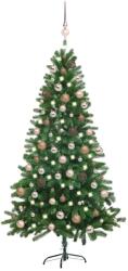 vidaXL Brad Craciun pre-iluminat cu set globuri, verde, 150 cm GartenMobel Dekor (3077640)