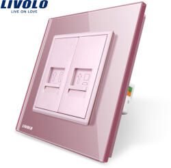LIVOLO Priza dubla Telefon + Priza internet Livolo cu rama din sticla SmartElectro IntelligentHouse (VL-C791TC-17)
