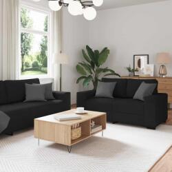 vidaXL Set de canapele cu perne, 3 piese, negru, textil GartenMobel Dekor (3324651) Canapea
