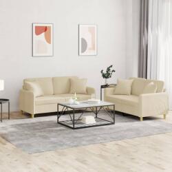 vidaXL Set de canapele cu perne, 2 piese, crem, material textil GartenMobel Dekor (3202104) Canapea
