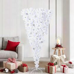 vidaXL Brad de Craciun artificial cu 300 LED Alb 180 cm PVC si Otel GartenMobel Dekor (3426719)